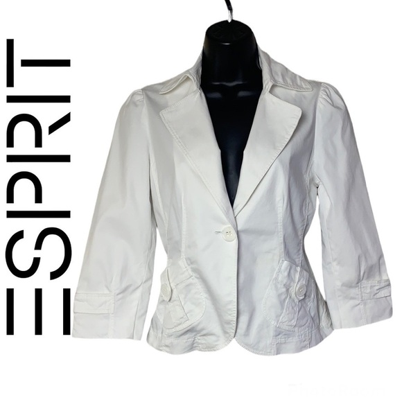 ESPRIT White Cotton Blend Women’s Blazer/Jacket Size US 2 - Picture 1 of 12